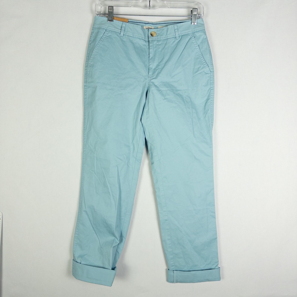 L.L.‎ Bean Favorite Fit Chino Pants Womens 2 MT Light Blue Coastal Preppy Cuffed